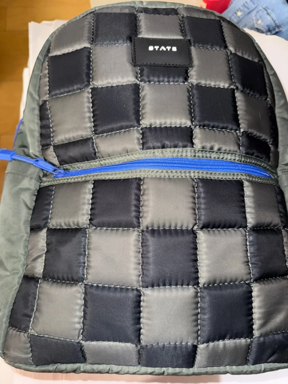 State checkered school backpack